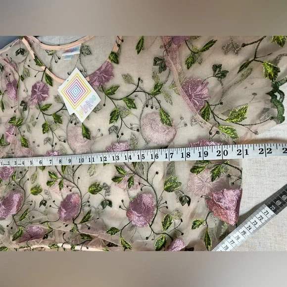 LuLaRoe Deanne II Sheer Floral Maxi Dress 2XL - Picture 12 of 13